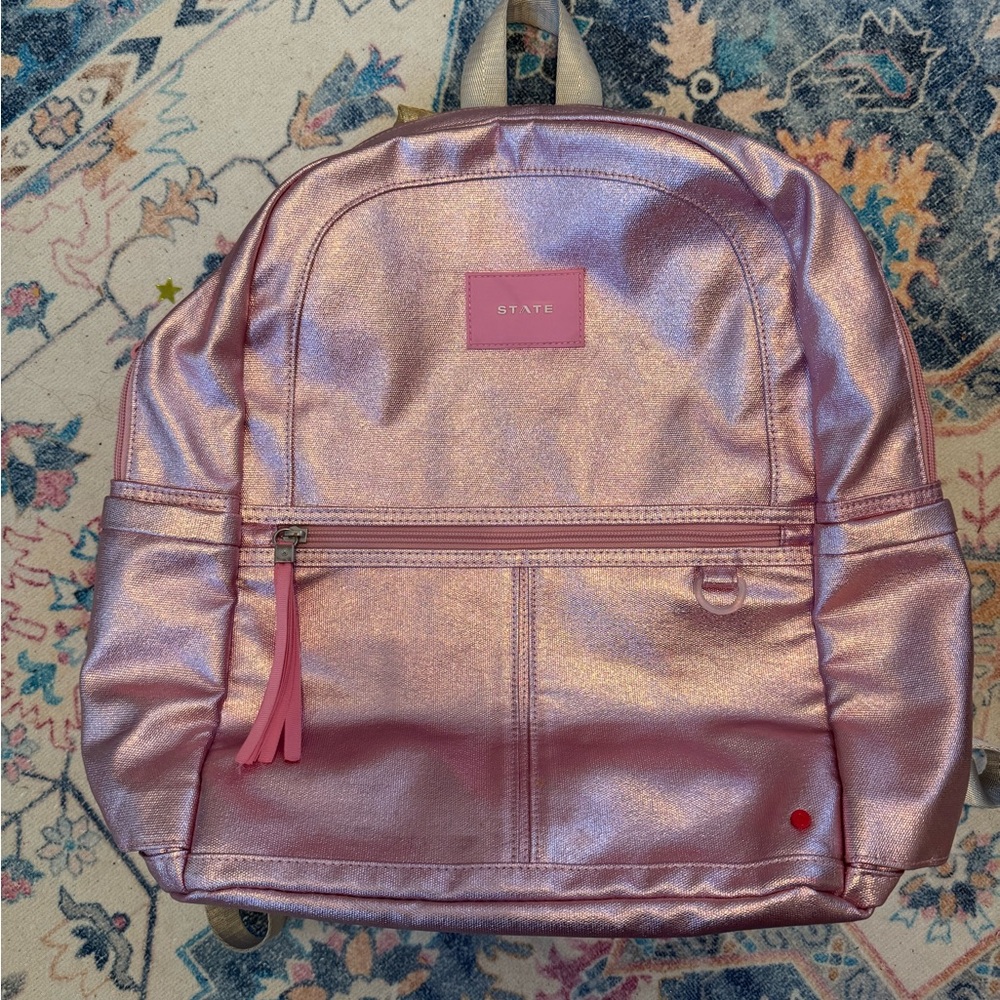 State Metallic Pink Kane Double Backpack